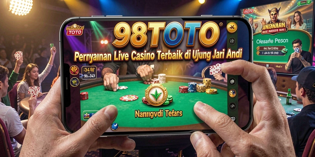 Screenshot 98TOTO menampilkan dealer langsung dan permainan kasino yang menarik.