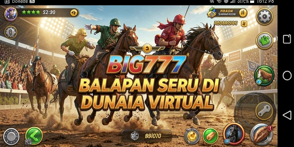 Tampilan gameplay menegangkan dalam balapan seru di BIG777.