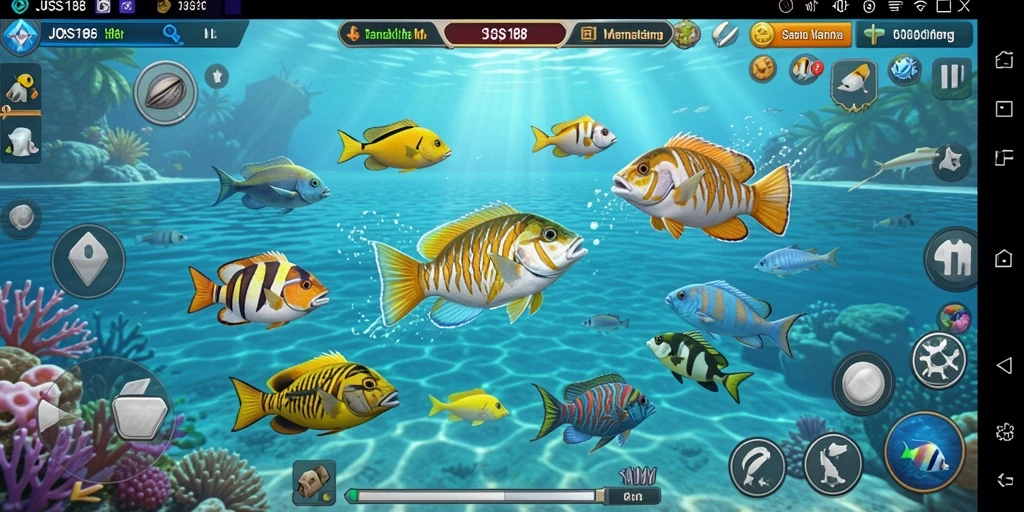Tampilan gameplay JOSS188 yang menampilkan suasana tembak ikan yang seru.