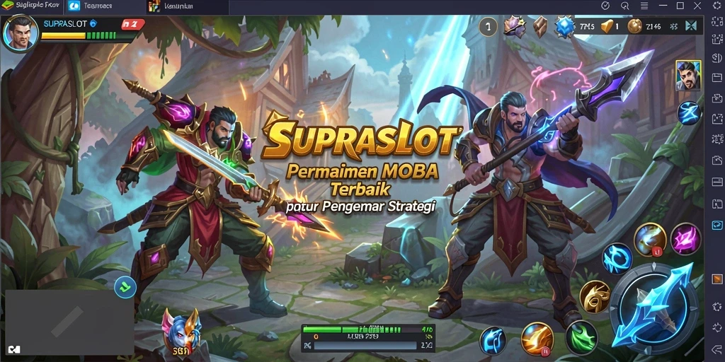 Screenshot gameplay SUPRASLOT dengan pertarungan tim yang epik.