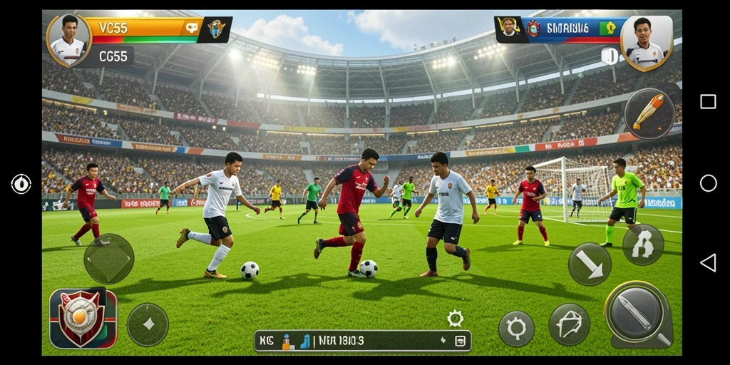 Gameplay seru dan interaktif dalam sepak bola.